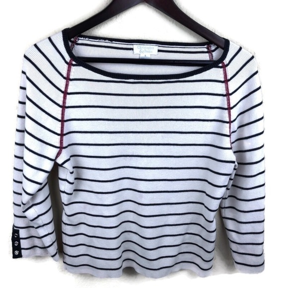 Christopher & Banks Sweaters - Christopher & Banks Womens Sweater, White Stripe S